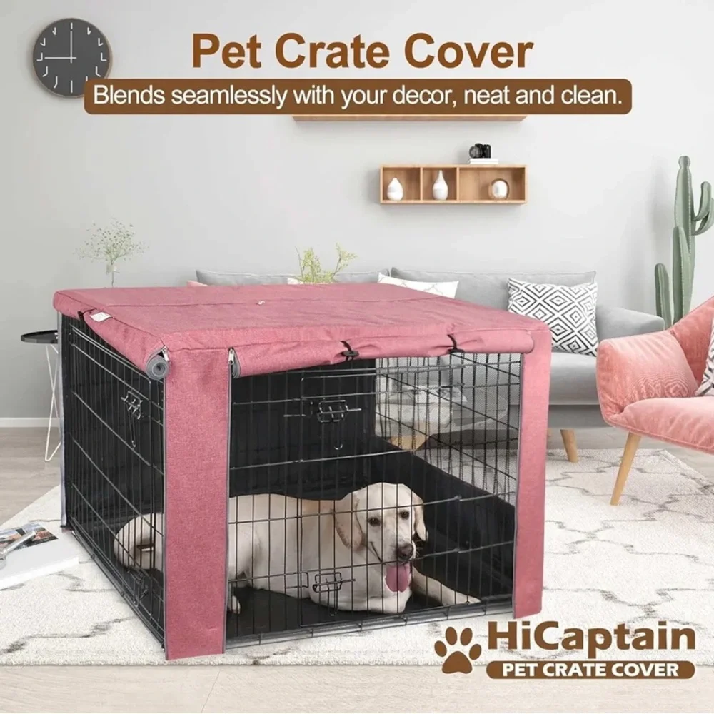 HiCaptain Durable Small Pink Dog Crate Cover - Crate not included